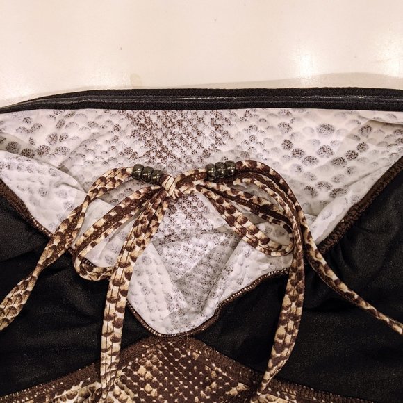 Snakeskin Print Tankini Set with Beaded Detailing - Picture 8 of 9